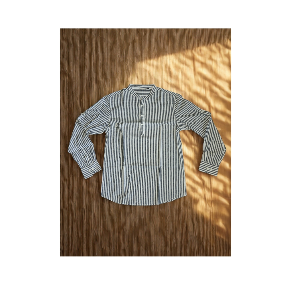 Men's Casual Striped Navy White Shirt